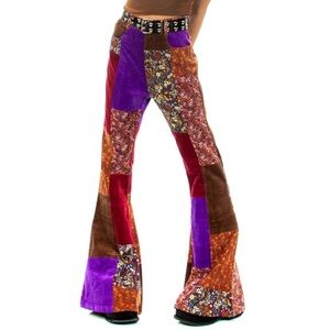 Tunnel Vision Womn 5XL Patchwork Corduroy Y2K 90s Retro 70s High-Rise Flare Pant